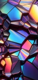 Colorful abstract geometric glass pattern wallpaper.