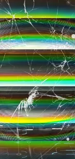 Colorful glitch art wallpaper with cracked screen effect for mobile phone.