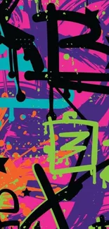 Vibrant graffiti art wallpaper with bold colors and abstract design.