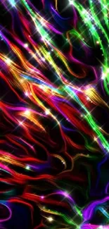 Vibrant colorful abstract light waves wallpaper.