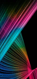 Abstract colorful lines against a black background wallpaper.