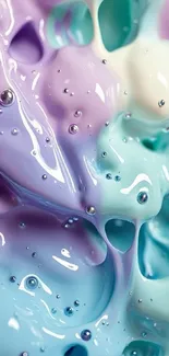 Abstract pastel liquid design with vibrant colors.