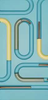 Colorful abstract loop patterns on blue background.