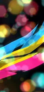 Abstract colorful stripes on black background wallpaper.