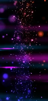 Abstract mobile wallpaper with colorful swirling lights on a dark background.