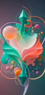 Vibrant abstract mobile wallpaper with colorful geometric shapes.