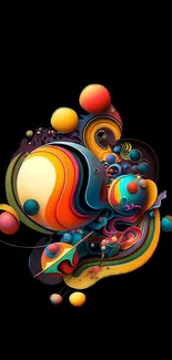 Colorful abstract design on black background for mobile. Perfect wallpaper choice.