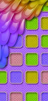 Colorful abstract wallpaper with vibrant squares.