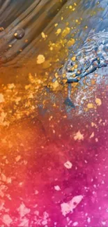 Vibrant abstract mobile wallpaper with colorful splashes of orange and pink.