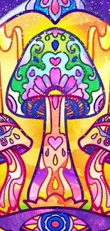 Colorful abstract mushroom art with psychedelic patterns.