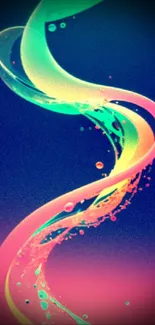 Colorful abstract wallpaper with neon swirls and vibrant hues.