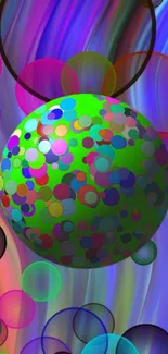 Abstract vibrant wallpaper with a colorful orb and rainbow hues.