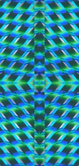 Colorful abstract wallpaper with geometric shapes in blue and green.