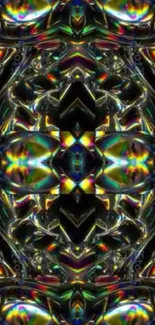 Colorful abstract pattern with kaleidoscope effect on a black background.