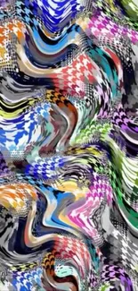 Colorful abstract wallpaper with dynamic wavy patterns.