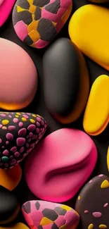 Vibrant mobile wallpaper with colorful abstract pebbles design.