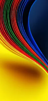 Colorful abstract mobile wallpaper with curves in bold hues.