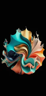 Colorful abstract spiral design on black background phone wallpaper.