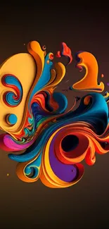 Colorful abstract art with orange and blue swirls for mobile wallpaper.