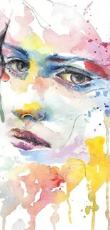 Vibrant abstract watercolor portrait wallpaper.