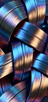 Colorful abstract wallpaper with metallic ribbons