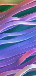 Colorful abstract ribbon wallpaper with dynamic flowing lines.