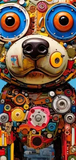 Colorful abstract robot art with intricate details.
