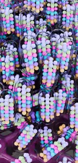 Colorful abstract wallpaper with cylindrical shapes.