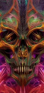 Vibrant abstract skull artwork with colorful intricate design.