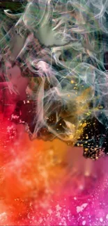 Vibrant abstract smoke wallpaper with orange, red, pink hues.