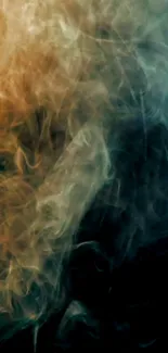 Abstract multicolored smoke design on black background.