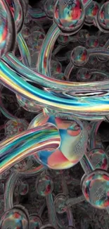 Colorful abstract spheres with metallic sheen.