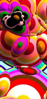 Colorful abstract spheres with a psychedelic pattern.