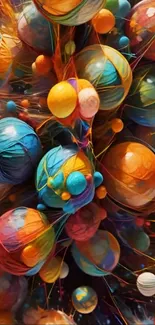 Colorful abstract spheres with dynamic patterns