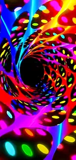 Colorful abstract spiral with bright neon colors.