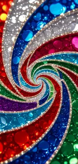 Colorful abstract spiral artwork with bold patterns.