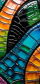 Colorful abstract stained glass wallpaper with vibrant hues.