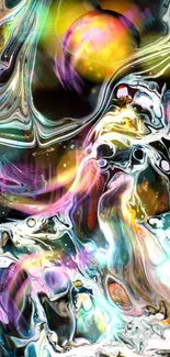 Vibrant abstract swirl wallpaper with colorful patterns.