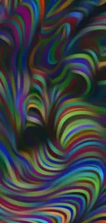 Vivid abstract swirl wallpaper with colorful wave patterns.