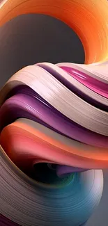 Colorful abstract twisted swirl mobile wallpaper.