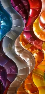 Colorful abstract wave pattern wallpaper with rich hues.