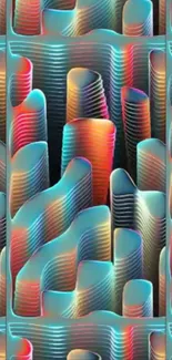 Colorful 3D wave abstract wallpaper design.