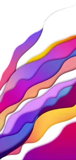 Colorful abstract waves mobile wallpaper with purple, pink, and yellow hues.