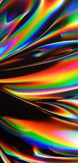 Vibrant abstract waves in colorful design wallpaper for phone.