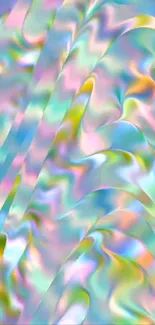 Abstract colorful wavy pattern wallpaper in pastel hues.