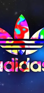 Colorful Adidas logo on a dark background wallpaper.