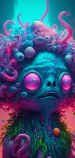 Colorful alien art wallpaper with neon hues.