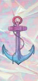 Colorful pastel anchor on a gradient background mobile wallpaper.