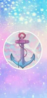 Pastel anchor with starry sky wallpaper.