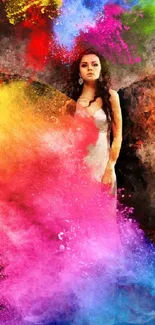 Colorful angelic figure in vibrant fantasy art with dynamic hues.